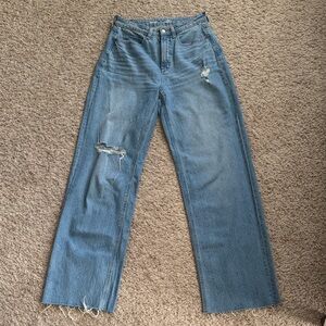 Old Navy Extra High Rise Curvy Sky-Hi Wide Leg Jeans Sz 8 Tall